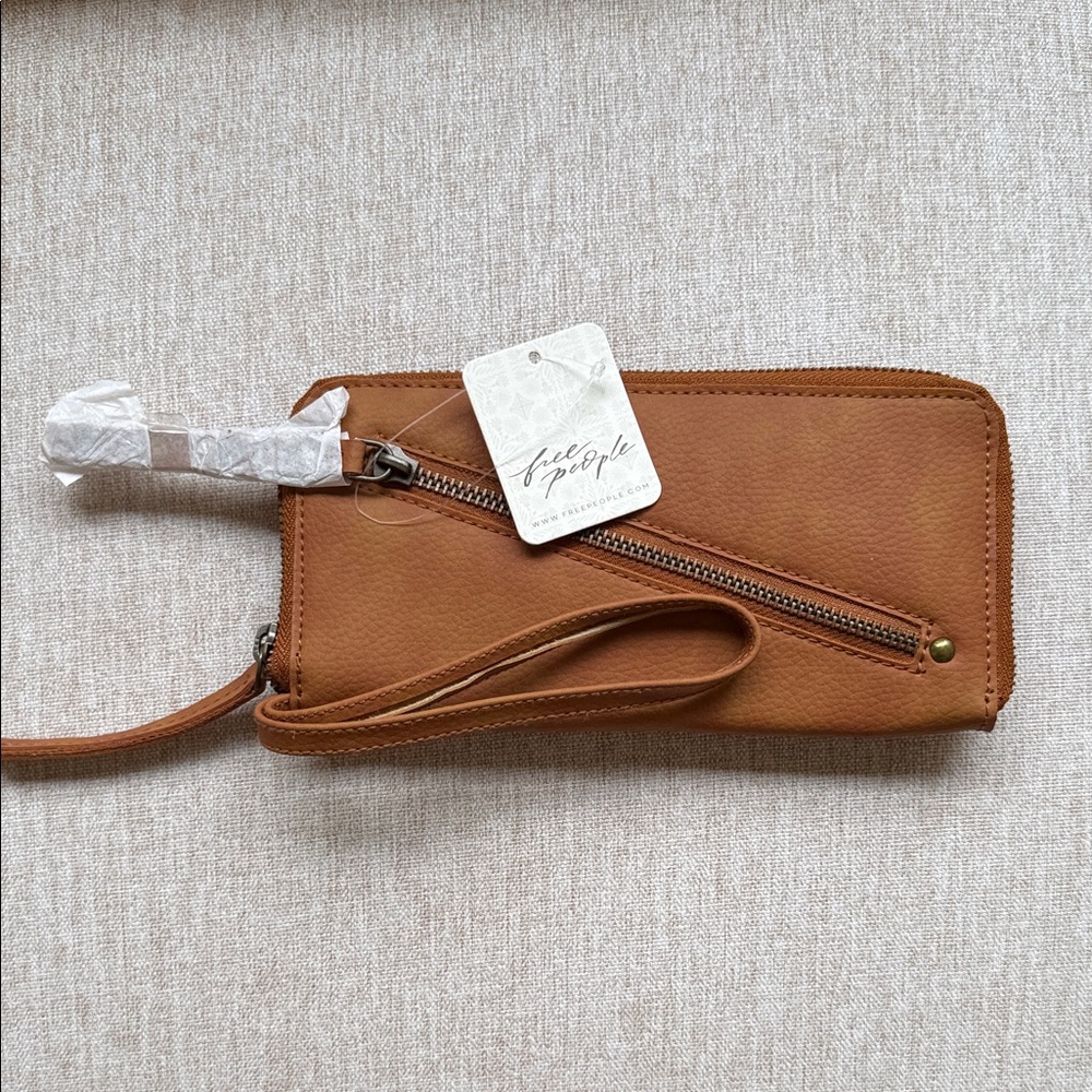 Free People Cognac Brown Wristlet Clutch